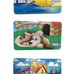 Ahşap Puzzle Ilk Yapbozum 3 Adet 6 Parçalı 18x11cm