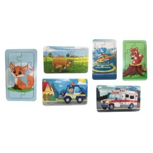 Ahşap Puzzle Ilk Yapbozum 6 Adet 6 Parçalı 18x11cm