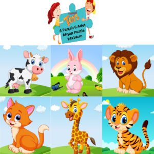 Ahşap Puzzle Ilk Yapbozum 6 Adet 4 Parçalı 14x14cm