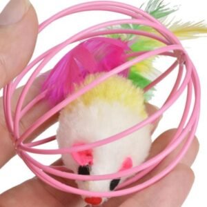 Alternative view of Metal Kafesli Pelüş Fareli Kedi Köpek Oyuncağı 6 Cm