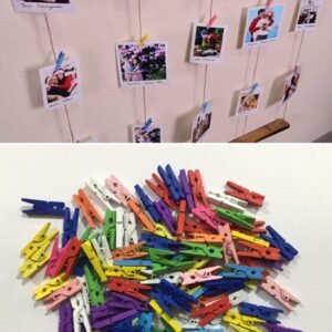 100 Adet Renkli Ahşap Minik Mandal