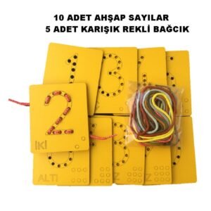 Alternative view of Eğitici Ahşap Sayılar Ip Geçirme Montessori El Kası Geliştirme