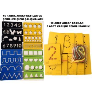 Montessori El Kası Geliştirme Ve Çizgi, Sayı,şekil Çalışmaları Ve Ip Geçirme Seti