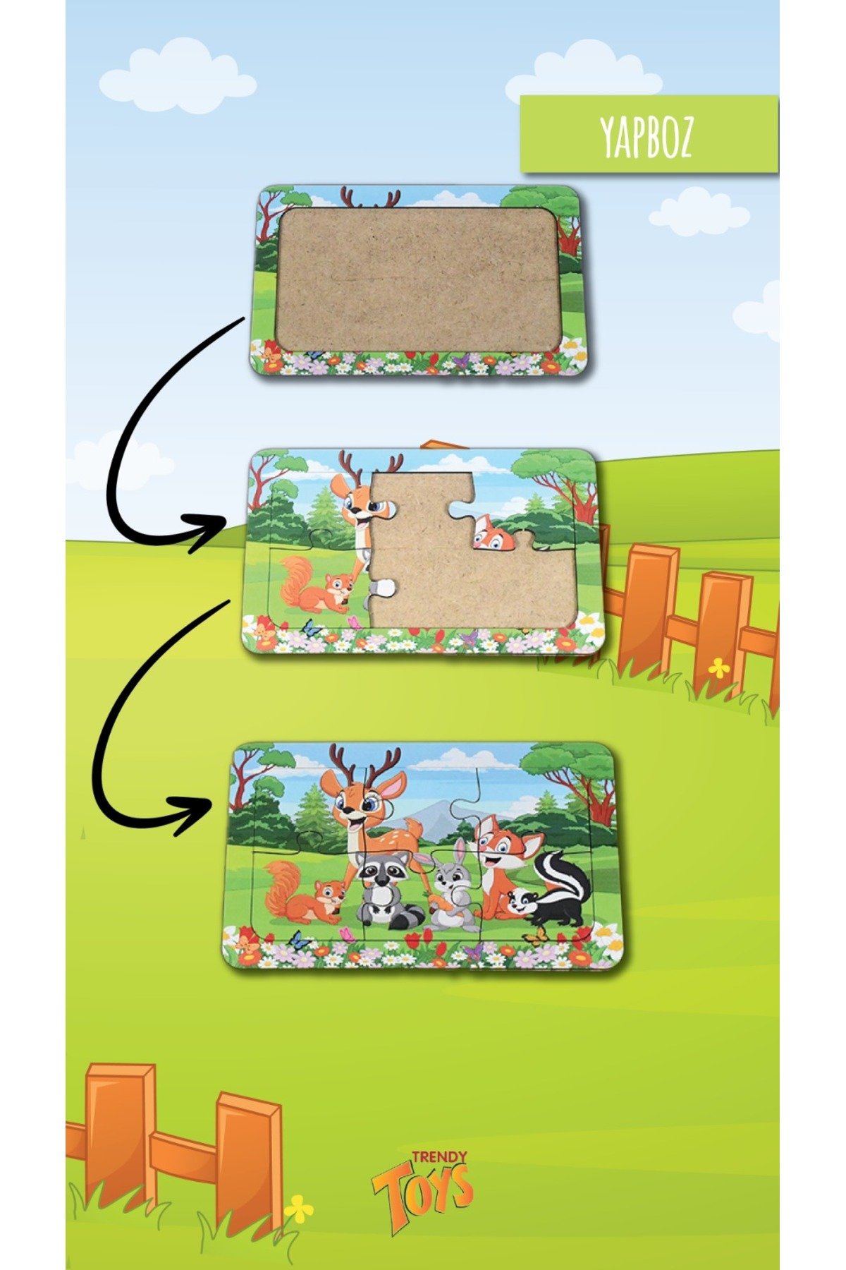 Ahşap Puzzle Ilk Yapbozum 1 Adet 6 Parçalı 18x11cm