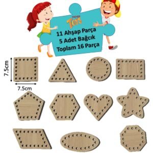 Alternative view of Eğitici Ahşap Şekiller Ip Geçirme Montessori El Kası Geliştirme