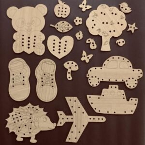 Alternative view of Eğitici Ahşap Ip Geçirme Örgü Seti 25 Parça Montessori El Kası Geliştirme